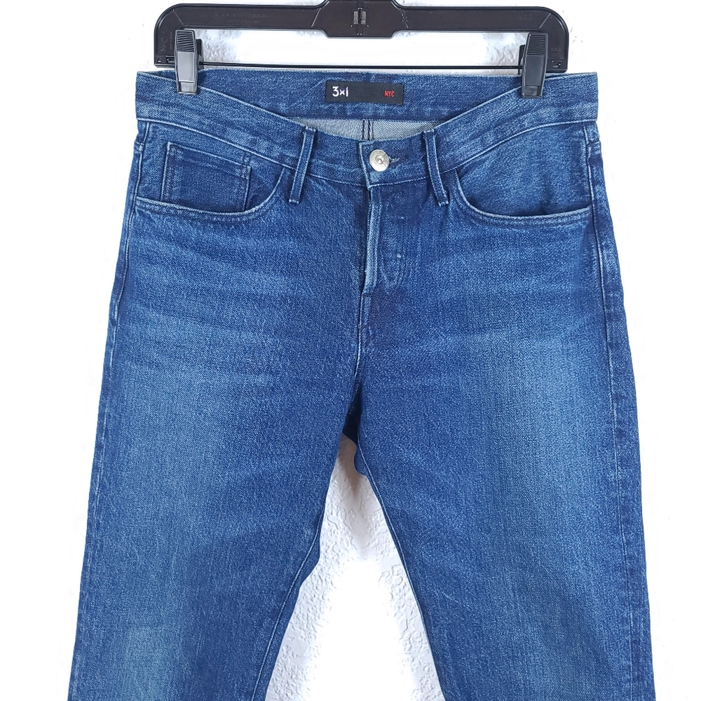 3x1 NYC Fringe Straight Crop Selvedge Jeans Lima Mid Wash - Picture 4 of 14